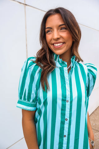 Oasis Stripes Pocket Dress • Green