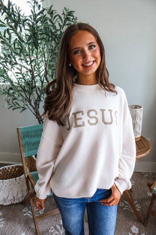 Jesus Oversized Pullover • Cream