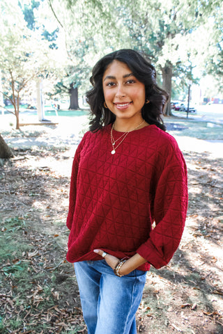 Out In The Country Quilted Top • Burgundy - FINAL SALE