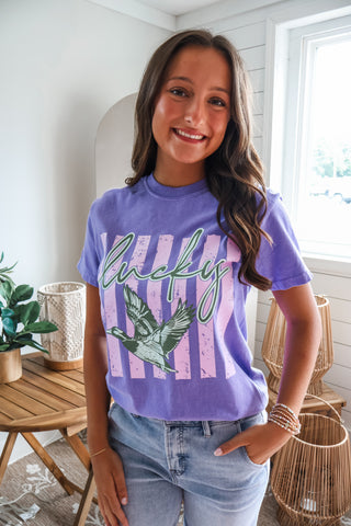 Lucky Duck Graphic Tee • Violet