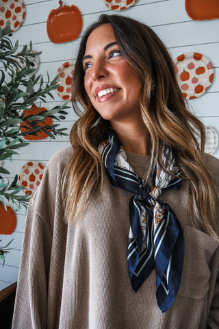 Autumn Meadow Silk Scarf • Midnight Navy