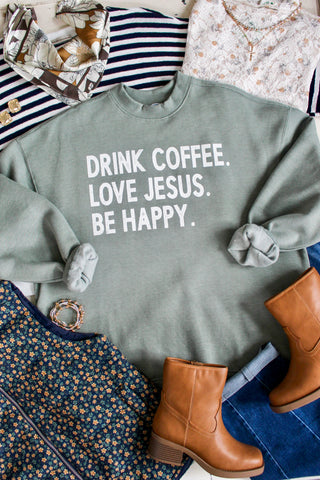 Drink Coffee Mock Neck Sweatshirt • Sage