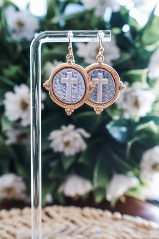 Refined Faith Cross Earrings • Gold Mix