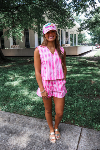 Sweet Striped Short Set • Pink