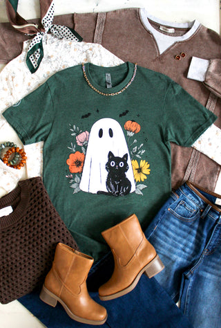 Purr-fectly Spooky Graphic Tee • Heather Green