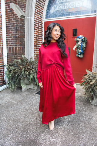 Satin Stunner Tank Dress • Burgundy