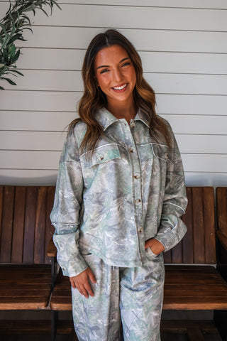 Woodland Camo Button Up • Olive Mix