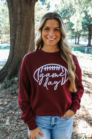 Gameday Ready Embroidered Pullover • Maroon