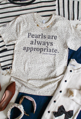 Pearls Are Always Appropriate Graphic Tee • Cream Leopard