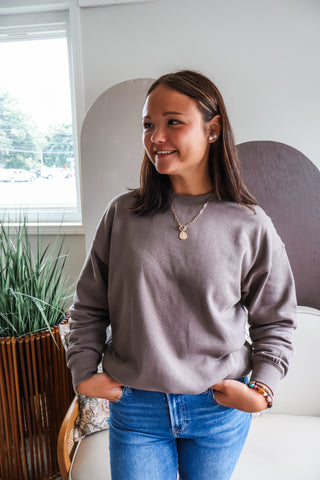Cozy Crewneck Pullover • Dark Taupe