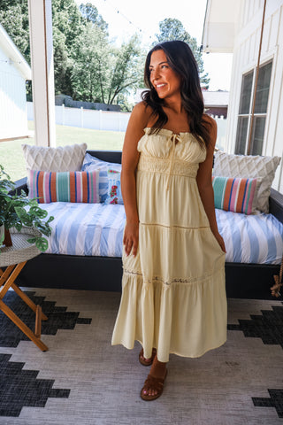 Endless Sunshine Strapless Midi • Butter Yellow