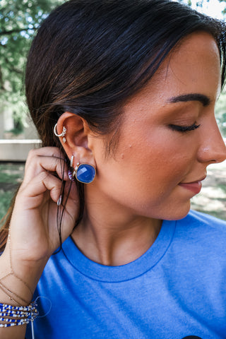 Big Blue Stud Earrings • Gold