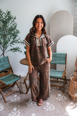 Falling For You Pant Set • Brown Floral
