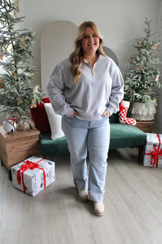 Hit The Slopes Half Zip • Ash Grey - PLUS