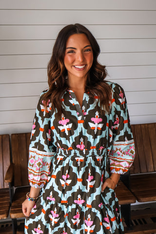Bold Bohemian Block Print Midi
