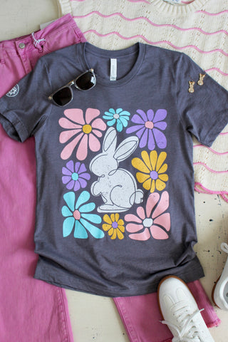 Hop To It Bunny Graphic Tee • Graphite