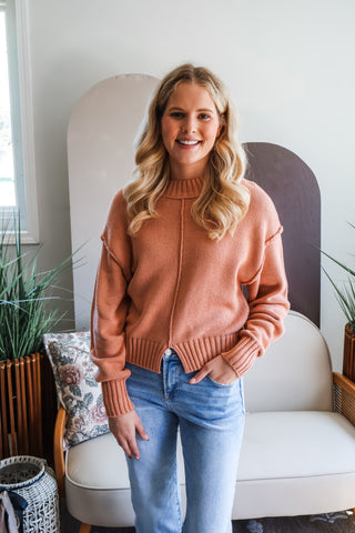Fall Frenzy 24 • Dusty Peach Seamed Sweater - FINAL SALE