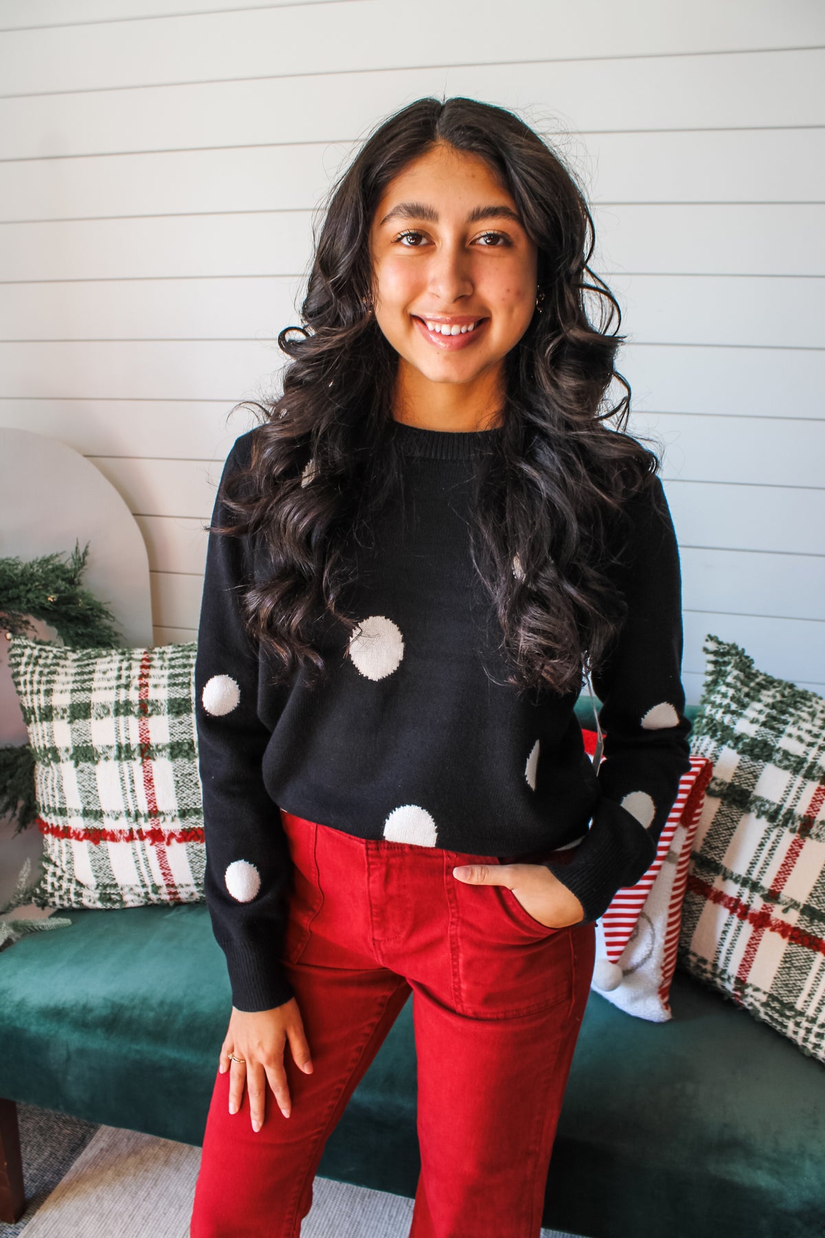 Poppy Polka Dot Sweater •  Black