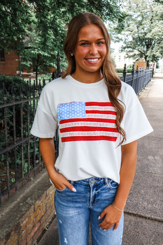 Freedom Flag Patchwork Top • White