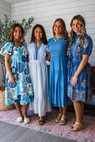 Beautiful Bliss Ruffle Midi • Denim Blue