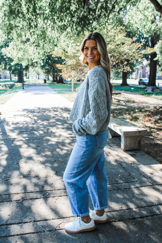 Cold Front Cable Sweater • Heather Grey