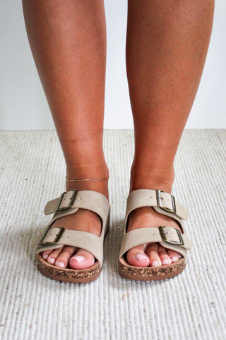 Brooke Buckle Strap Sandal • Light Taupe