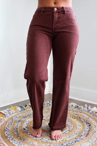 Genesis Ankle Wide Jean | Tummy Control • Lurex Chocolate