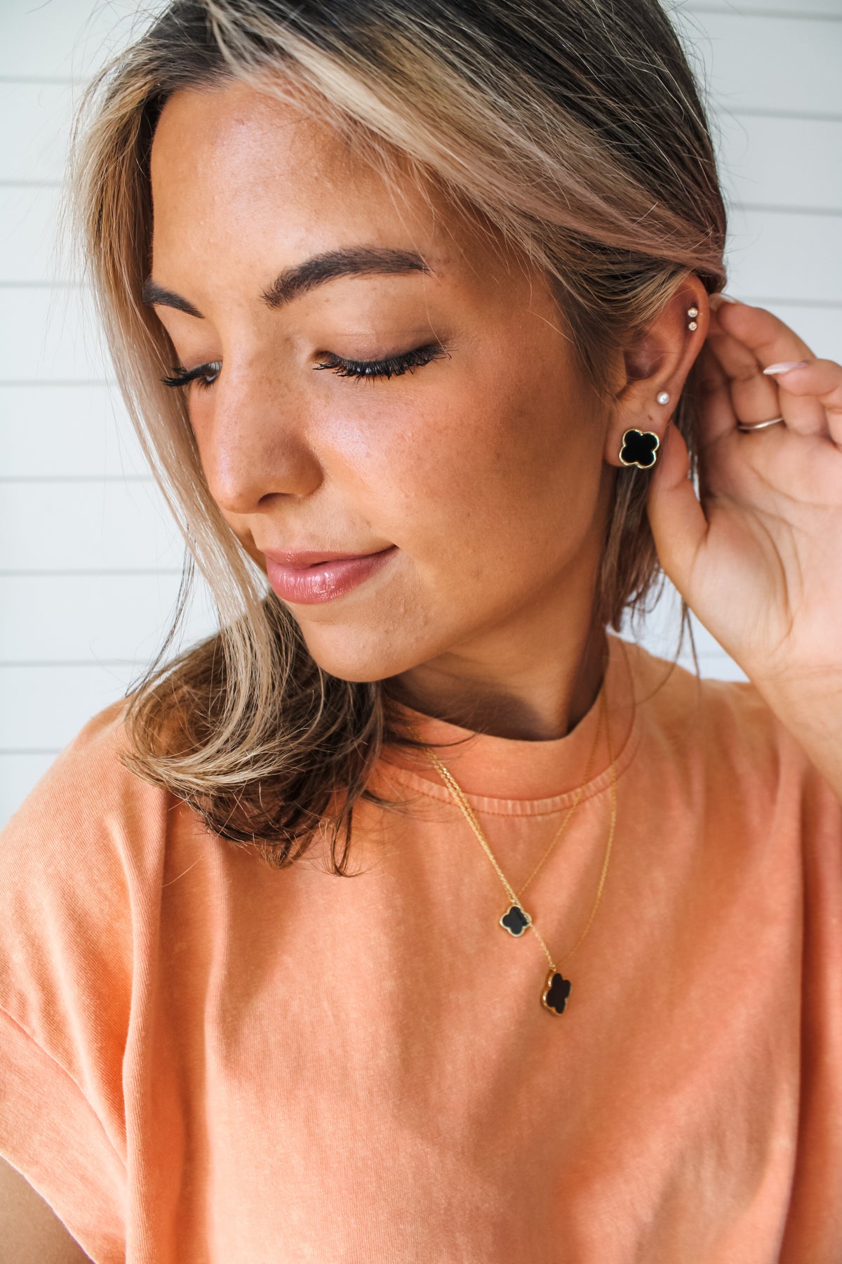 Elegantly Elevated Clover Earrings • Black