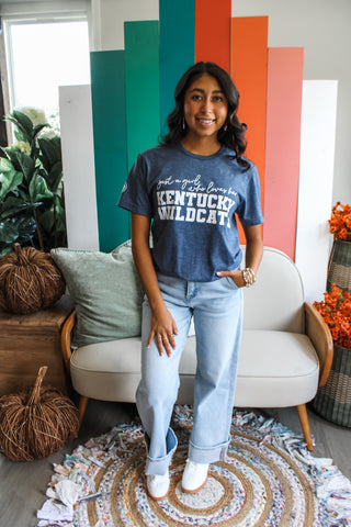 Just A Girl Who Loves Her Wildcats Graphic Tee • Heather Navy