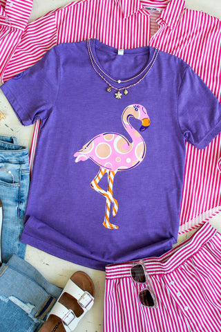 Flamingo Festival Graphic Tee • Heather Purple