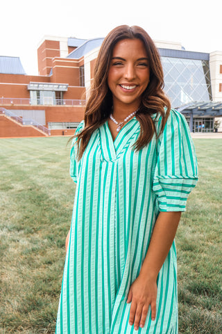 Pretty Please Striped Midi • Green