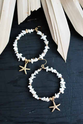 Shoreline Scene Hoop Earrings • Natural