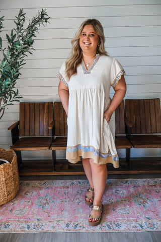 Breezy Beauty Linen Dress • Oatmeal - PLUS