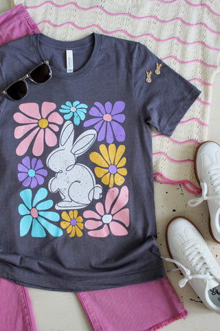 Hop To It Bunny Graphic Tee • Graphite