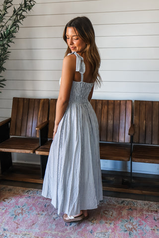 Wildflower Whimsy Pinstripe Maxi • Grey