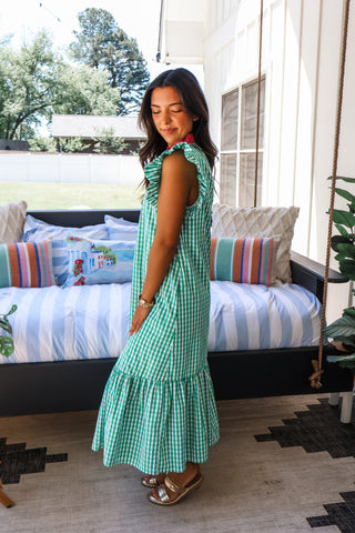 Garden Picnic Gingham Midi • Green