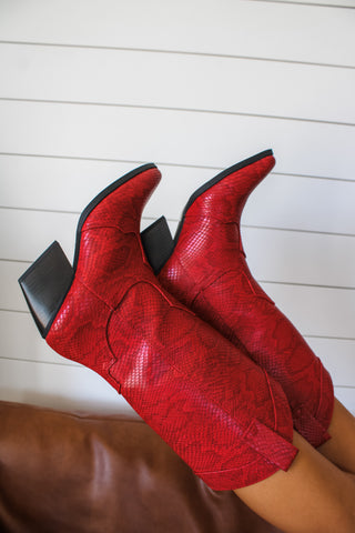 Taylor Snakeskin Western Boot • Red