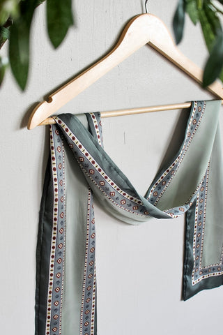 Polished Print Narrow Scarf • Sage Multi