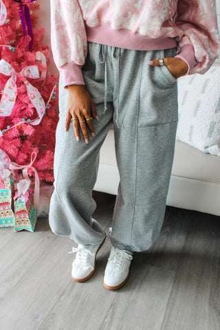 Chill & Cozy Barrel Sweatpants • Heather Grey