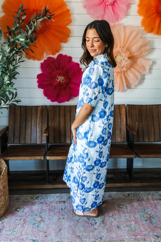 Bud & Bloom Eyelet Midi • Blue