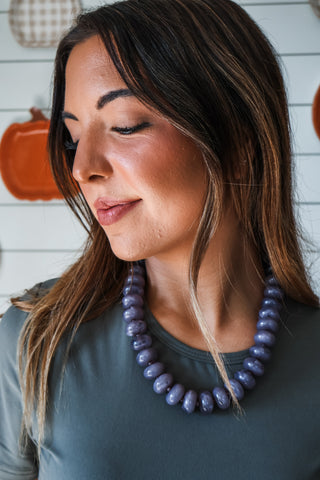 Beaded Bliss Statement Necklace • Grey