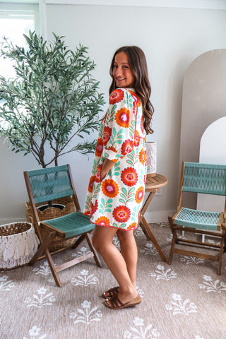 Flower Power Pocket Dress • Cream Multi