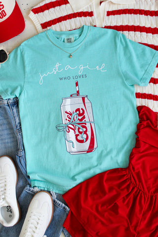 Just A Girl Who Loves Diet Coke Graphic Tee • Turquoise