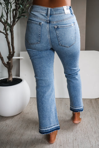 Aria• straight fit shadow hem • light wash denim