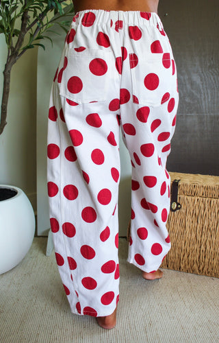 Dolly Polka Dot Barrel Leg • Red