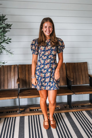 Ophelia Floral Denim Dress • Indigo