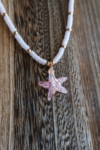 Starfish Island Beaded Necklace • Iced Pink
