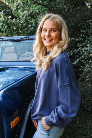Willow Mock Neck Pullover • Navy