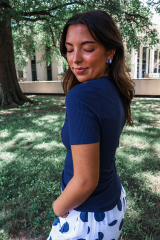 Cute Classic Ribbed Tee • Navy