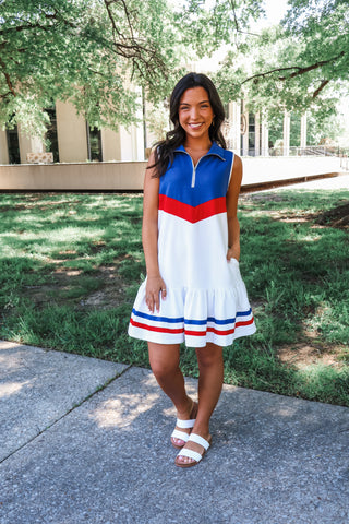 Red, White & Blue Pocket Dress